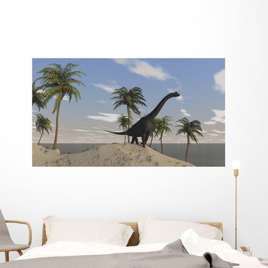 Large Brachiosaurus Roaming Tropical Wall Decal Design 2