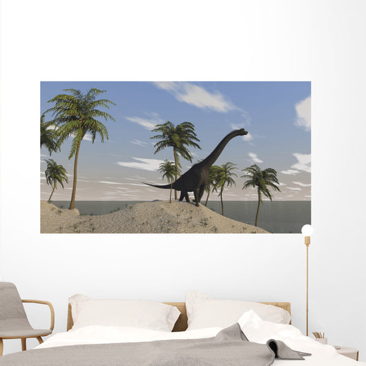 Large Brachiosaurus Roaming Tropical Wall Decal Design 2