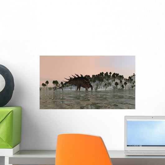 Kentrosaurus Drinking from Prehistoric Wall Decal