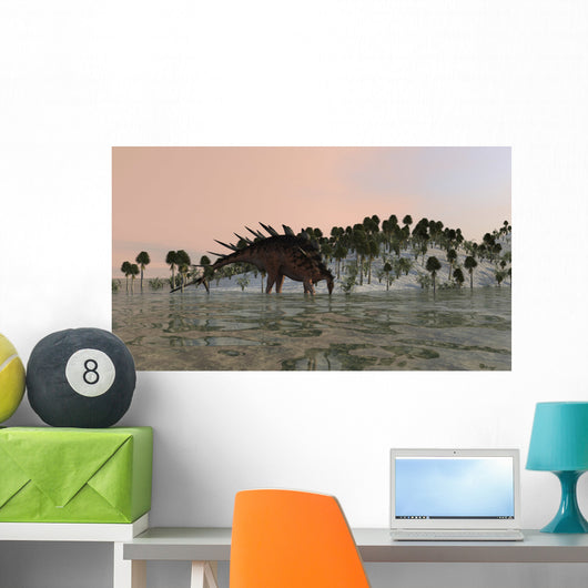 Kentrosaurus Drinking from Prehistoric Wall Decal
