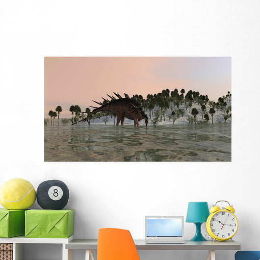 Kentrosaurus Drinking from Prehistoric Wall Decal