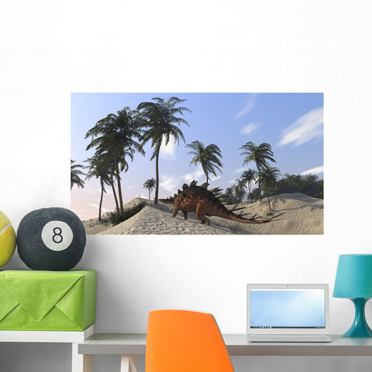 Kentrosaurus Roaming Tropical Setting Wall Decal Design 1