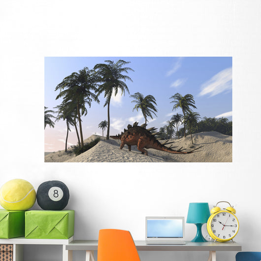 Kentrosaurus Roaming Tropical Setting Wall Decal Design 1