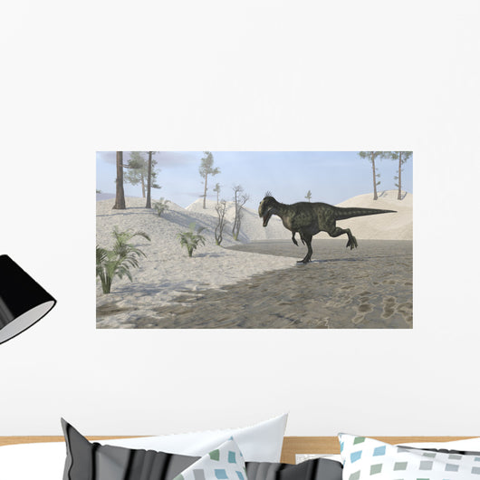 Monolophosaurus Running across Desert Wall Decal