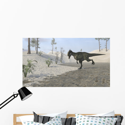 Monolophosaurus Running across Desert Wall Decal