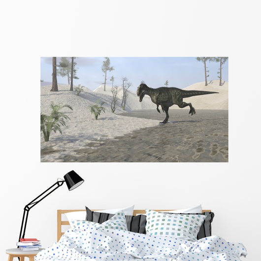 Monolophosaurus Running across Desert Wall Decal