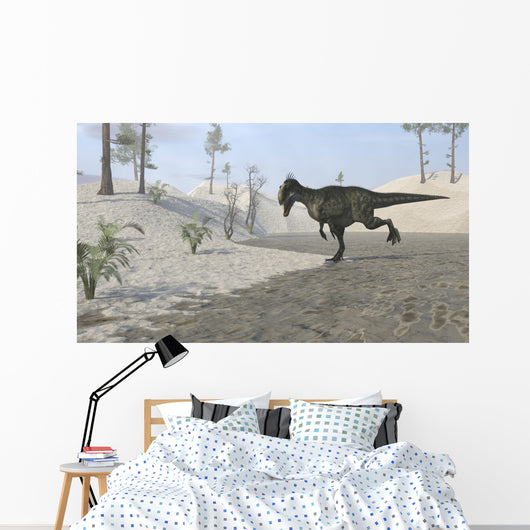 Monolophosaurus Running across Desert Wall Decal