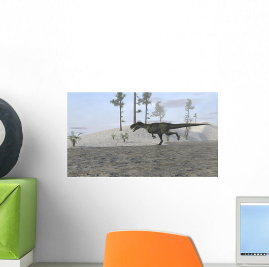 Monolophosaurus Running along Shoreline Wall Decal