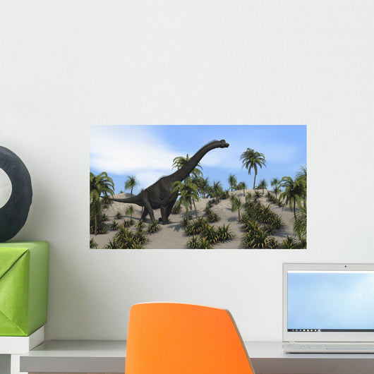 Large Brachiosaurus Tropical Environment Wall Decal Design 4