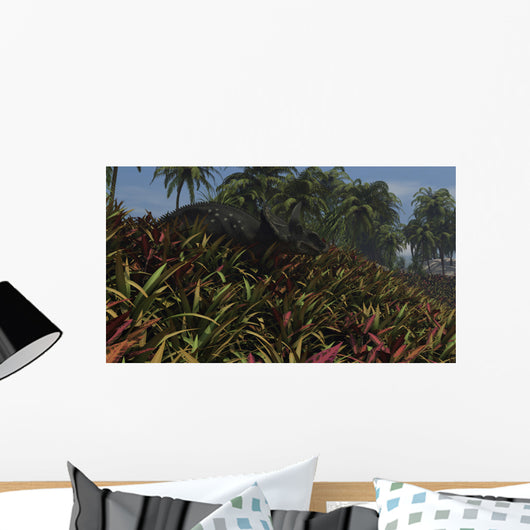 Triceratops Grazing Lush Foliage Wall Decal