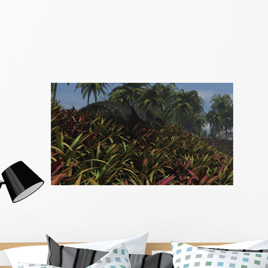 Triceratops Grazing Lush Foliage Wall Decal