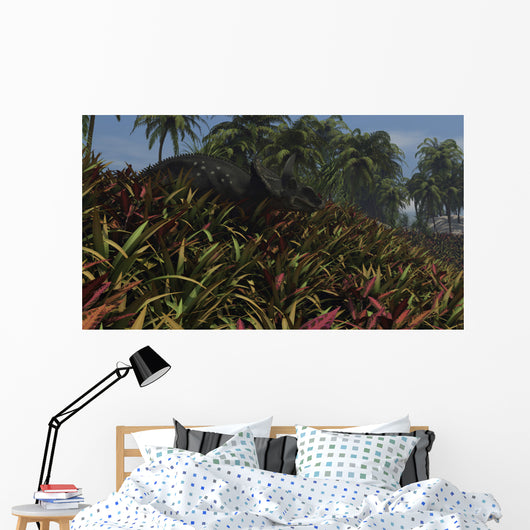 Triceratops Grazing Lush Foliage Wall Decal