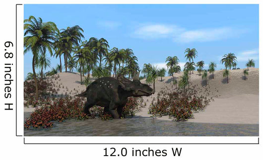 Triceratops Walking along Shoreline Wall Decal Design 3