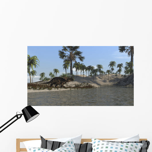 Brown Einiosaurus Walking along Wall Decal