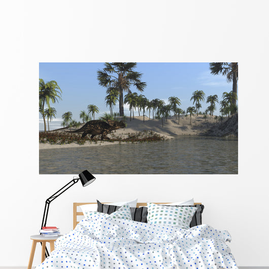 Brown Einiosaurus Walking along Wall Decal