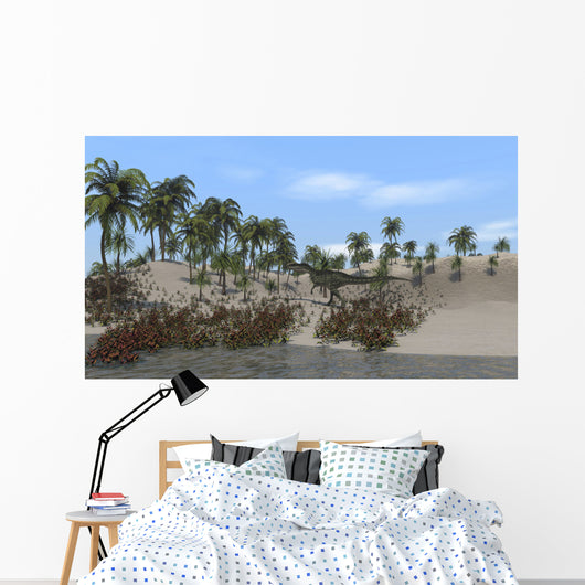 Monolophosaurus Walking Tropical Environment Wall Decal Design 1