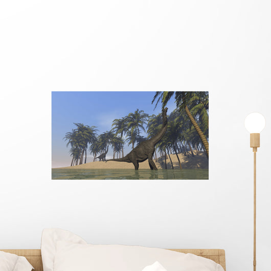 Two Large Brachiosaurus Grazing Wall Decal Design 2