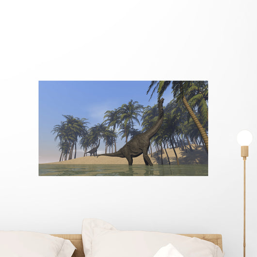 Two Large Brachiosaurus Grazing Wall Decal Design 2