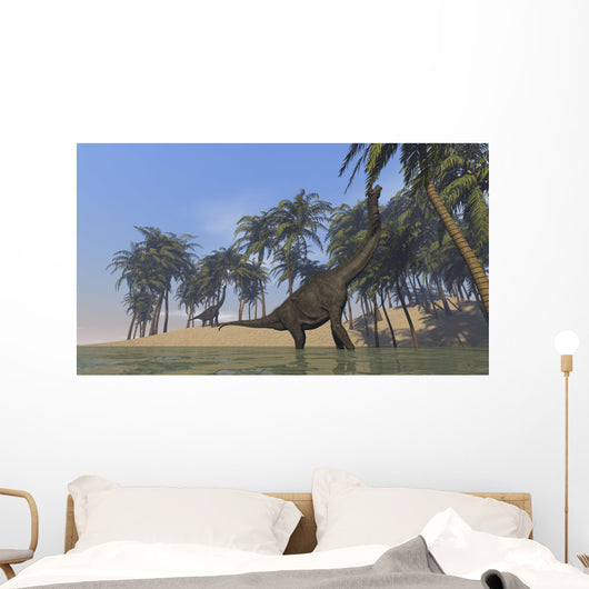 Two Large Brachiosaurus Grazing Wall Decal Design 2