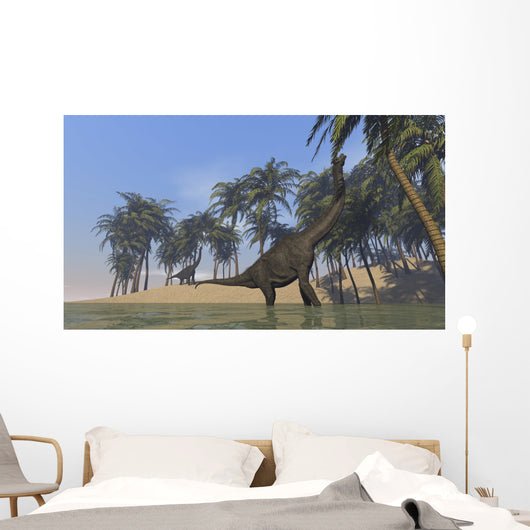 Two Large Brachiosaurus Grazing Wall Decal Design 2