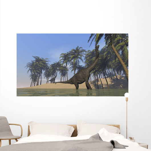 Two Large Brachiosaurus Grazing Wall Decal Design 2