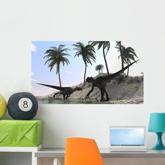 Pair Utahraptors Hunting Shores Wall Decal