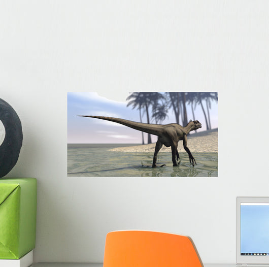 Utahraptor Walking Shallow Water Wall Decal