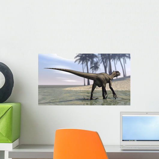 Utahraptor Walking Shallow Water Wall Decal