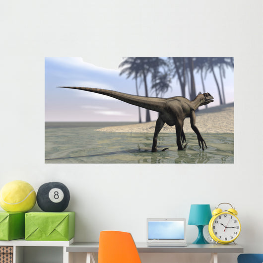 Utahraptor Walking Shallow Water Wall Decal