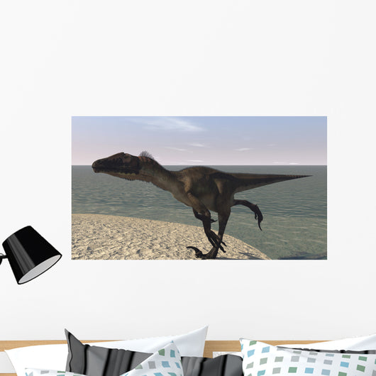 Utahraptor Running along Bay Wall Decal Design 1