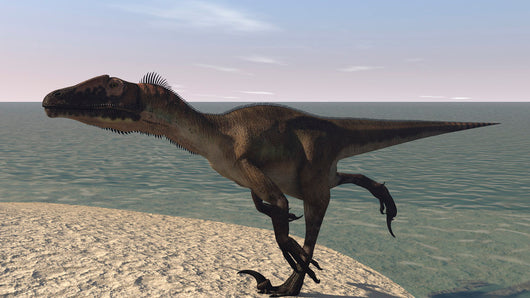 Utahraptor Running along Bay Wall Decal Design 1