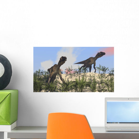Two Utahraptors Arid Climate Wall Decal