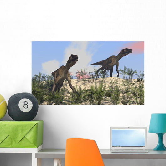 Two Utahraptors Arid Climate Wall Decal