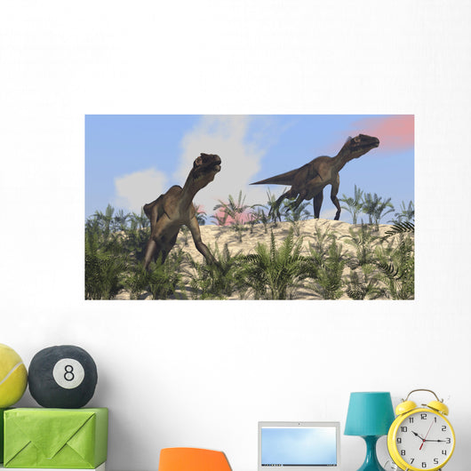 Two Utahraptors Arid Climate Wall Decal