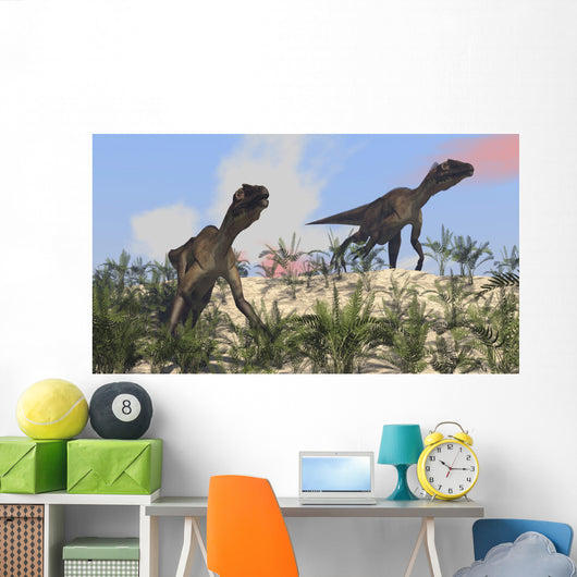 Two Utahraptors Arid Climate Wall Decal