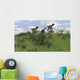 Two Utahraptors Chasing Gigantoraptor Wall Decal Design 1