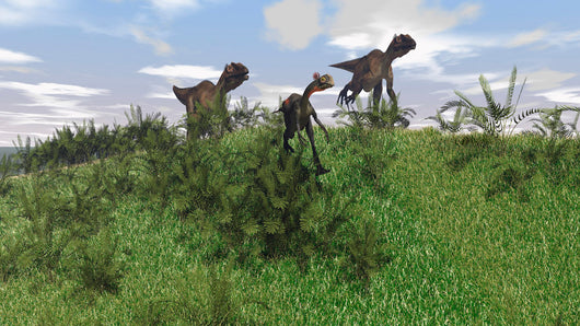 Two Utahraptors Chasing Gigantoraptor Wall Decal Design 1