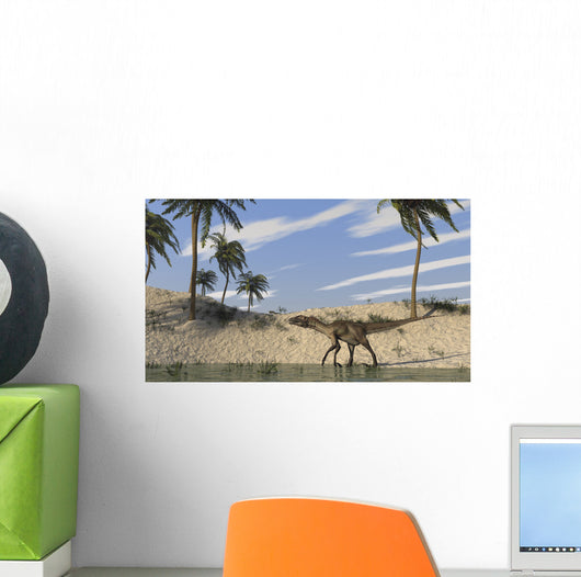 Utahraptor Walking along Shoreline Wall Decal