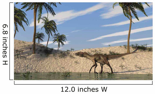 Utahraptor Walking along Shoreline Wall Decal