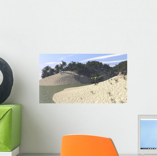 Dilophosaurus Walking along Bay Wall Decal