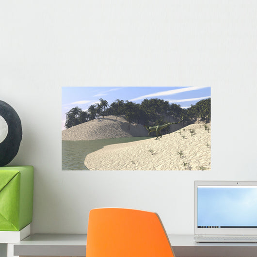 Dilophosaurus Walking along Bay Wall Decal