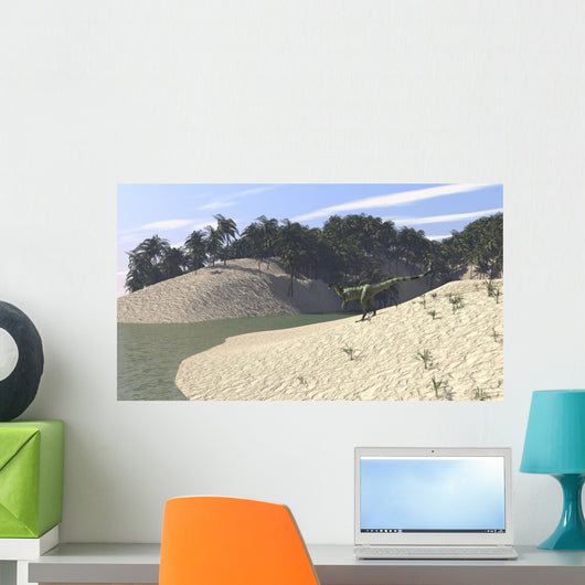 Dilophosaurus Walking along Bay Wall Decal