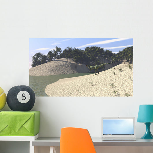 Dilophosaurus Walking along Bay Wall Decal