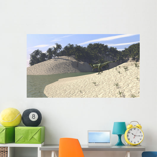 Dilophosaurus Walking along Bay Wall Decal