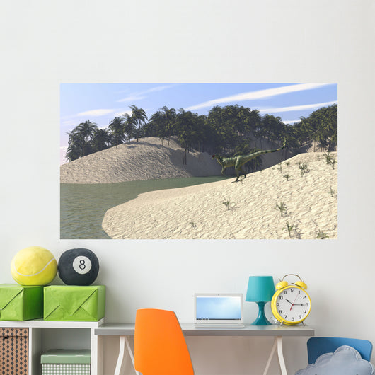Dilophosaurus Walking along Bay Wall Decal