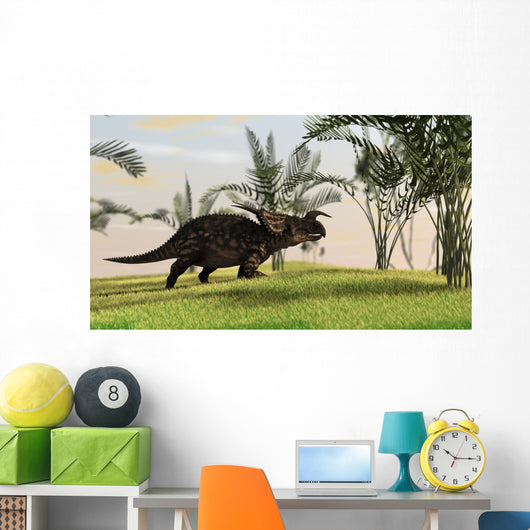 Brown Einiosaurus Walking Field Wall Decal Design 14