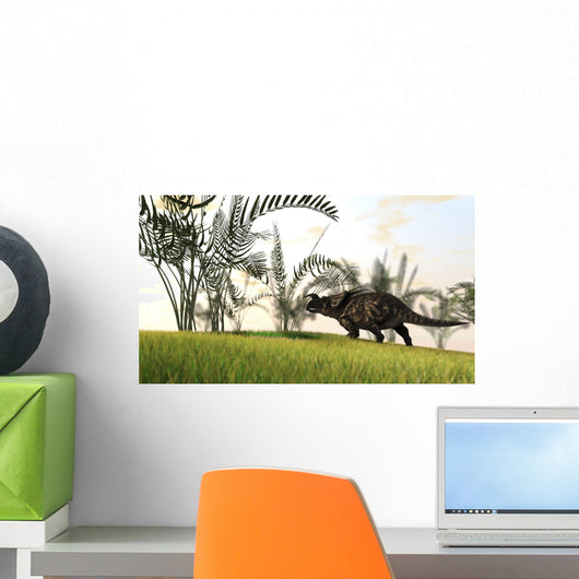 Brown Einiosaurus Walking Field Wall Decal Design 13