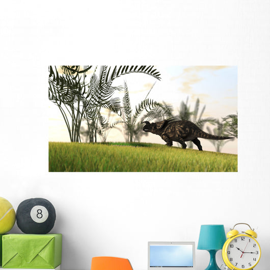 Brown Einiosaurus Walking Field Wall Decal Design 13