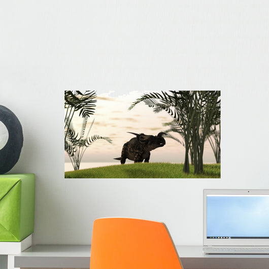 Brown Einiosaurus Walking Field Wall Decal Design 12