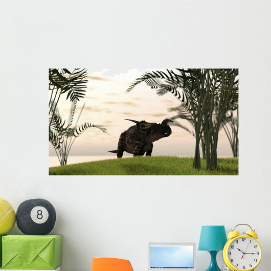 Brown Einiosaurus Walking Field Wall Decal Design 12